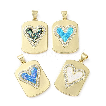 Valentine's Day Brass Micro Pave Clear Cubic Zirconia Pendants KK-C045-33G-1