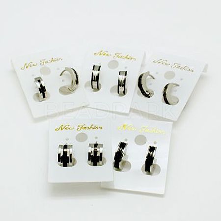Fashion 304 Stainless Steel Huggie Hoop Earrings EJEW-G124-M18-1