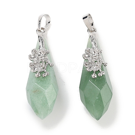 Natural Green Aventurine Faceted Teardrop Pendants G-Q163-04P-06-1