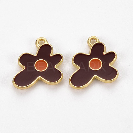 Rack Plating Light Gold Alloy Enamel Pendants ENAM-Q444-013G-RS-1