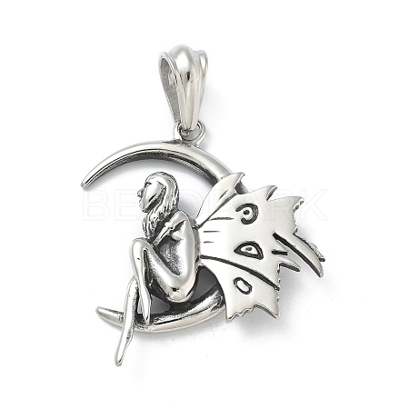 304 Stainless Steel Pendants STAS-B077-02AS-01-1