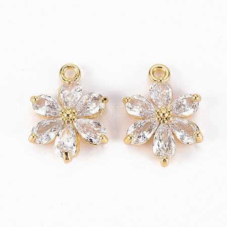 Brass Clear Cubic Zirconia Pendants X-ZIRC-S068-025-NF-1