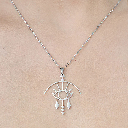 Non-Tarnish 201 Stainless Steel Hollow Eye Pendant Necklace NJEW-OY001-84-1