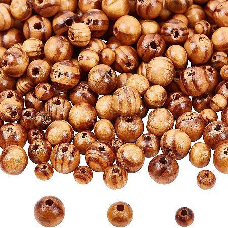 900Pcs 3 Style Round Natural Wood Beads WOOD-OC0001-95-1