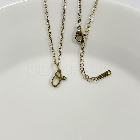 304 Stainless Steel Letter Pendant Necklaces NJEW-WH0027-04O-G-NR-1