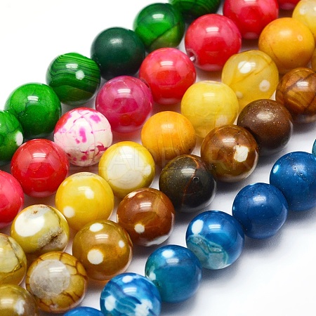 Natural Fire Agate Beads Strands G-O165-A-6mm-1