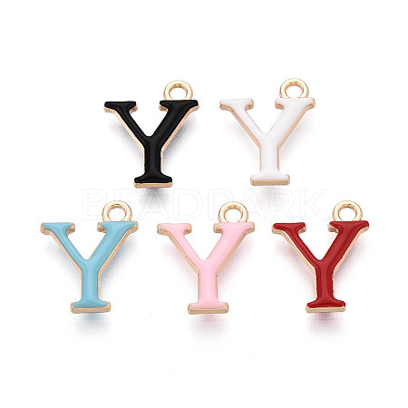 Rack Plating Alloy Enamel Pendants ENAM-T024-53Y-G-1