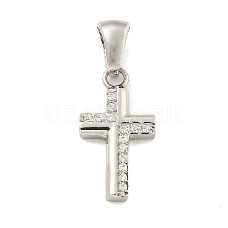 304 Stainless Steel Cubic Zirconia Pendants STAS-C102-04A-P-1