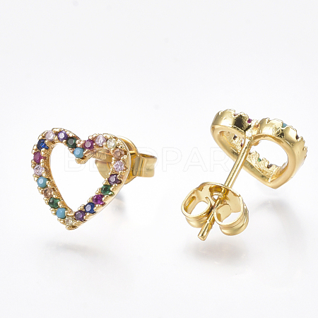 Brass Micro Pave Cubic Zirconia Ear Studs EJEW-S201-44-1