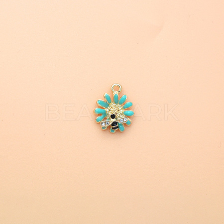 Golden Tone Alloy Enamel Pendants PW-WGF7304-02-1