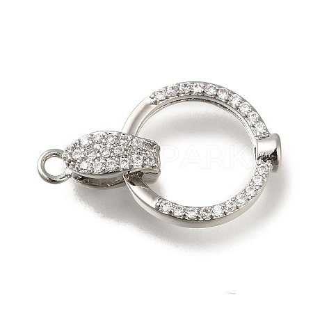 Brass Micro Pave Clear Cubic Zirconia Fold Over Clasps KK-H480-28P-1
