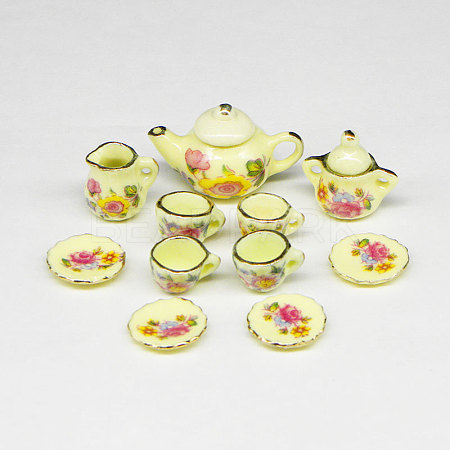 Porcelain Miniature Teapot Cup Set Ornaments PORC-PW0001-053B-1