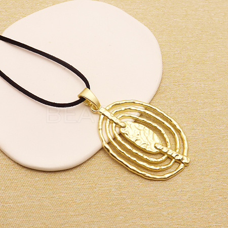 Bohemian Style Zinc Alloy Pendant Black Waxed Cord Necklaces for Women FS-WG15105-02-1