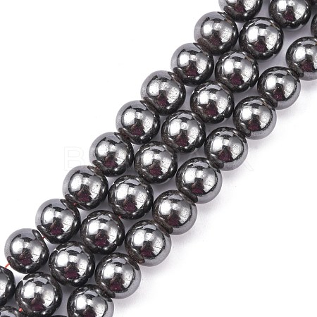 Magnetic Synthetic Hematite Beads Strands X-G-Q893-12mm-1