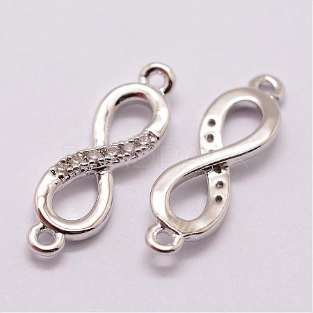 Brass Micro Pave Cubic Zirconia Links ZIRC-K055-08P-NR-1