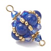 Dyed Natural Yellow Jade Round and Glass Seed Beaded Lantern Links Connector Charms PALLOY-MZ01176-04-3