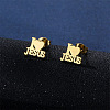 Word I Love Jesus 304 Stainless Steel Pendant Necklaces & Stud Earrings Sets FS-WGBBC94-01-4