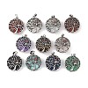 Natural & Synthetic Mixed Gemstone Tree of Life with Owl Pendants G-L524-15AS-1