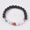 Natural Gemstone and Natural Lava Beads Stretch Bracelets BJEW-JB03734-2