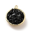 Natural Black Onyx Chip Pendants KK-C242-05G-10-1