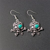 Pirate Style Skull Alloy Turquoise Jewelry Sets SJEW-N0001-024-8
