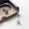 316L Surgical Stainless Steel Snowflake Straight Barbell 15 Gauge Piercing Tongue Rings for Women Men FS-WGAECD9-01-3