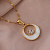 Vintage 304 Stainless Steel Resin Moon Pendant Necklaces with Clear Glass for Women IK8705-1