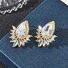 Brass & Clear Teardrop Cubic Zirconia Stud Earrings with Marquise Accents for Women KK-CBA36A2-12G-2