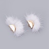 Faux Mink Fur Semi Circle Pendants WOVE-F021-02G-09-1-2