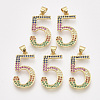 Brass Cubic Zirconia Pendants ZIRC-S062-01B-5-1