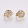 Brass Micro Pave Cubic Zirconia Hoop Earring Findings with Latch Back Closure X-ZIRC-K075-24G-2