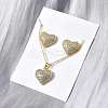 Heart Brass Micro Pave Cubic Zirconia Stud Earrings & Pendant Necklaces Sets SJEW-Z002-05G-1