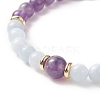 Natural Aquamarine & Mixed Gemstone Round Stretch Bracelet for Women BJEW-JB09270-5