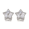 Brass Micro Pave Clear Cubic Zirconia Shank Buttons KK-H738-27P-1