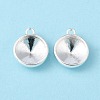 Tibetan Style Alloy Flat Round Charm Pendant Rivoli Xilion Pointed Back Chaton Rhinestone Settings PALLOY-O034-S01-2