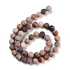 Frosted Natural Petrified Wood Round Bead Strands G-F266-07-8mm-01-3