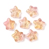 Transparent Spray Painted Frosted Glass Beads GLAA-NH0003-01B-1