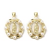 Brass Pave Shell Pendants KK-I708-16N-G-1