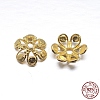 Real 18K Gold Plated 6-Petal 925 Sterling Silver Bead Caps STER-M100-16-1