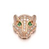 Rack Plating Brass Micro Pave Cubic Zirconia Leopard Hollow Beads ZIRC-I012-18RG-RS-1