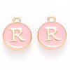 Golden Plated Alloy Enamel Charms X-ENAM-S118-07R-1