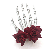 Halloween Skeleton Hands with Rose Plastic Alligator Hair Clips HAWE-PW0001-261A-1