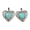 Synthetic Turquoise Peach Love Heart Pendants G-G158-01U-1