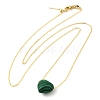 Synthetic Malachite Heart Pendant Necklace with Golden Alloy Cable Chains NJEW-G116-01F-2