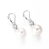 Shell Pearl Dangle Earrings EJEW-G263-10-2