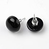 Half Round Dome Natural Dyed & Heated Black Agate Stud Earrings EJEW-L171-07-1