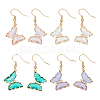 ANATTASOUL 4 Pairs 4 Colors Real 14K Gold Plated Cubic Zirconia Butterfly Dangle Earrings EJEW-AN0003-82-1