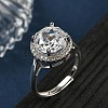 925 Sterling Silver Micro Pave Cubic Zirconia Finger Rings RJEW-B134-01B-03-1