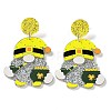 Saint Patrick's Day Sparkling Acrylic Dangle Stud Earrings EJEW-P243-A09-1