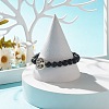 Natural Lava Rock Stretch Bracelet with Tree of Life BJEW-JB07692-2